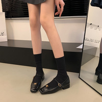 A1001-3 Chaussures Mary Jane rétro françaises grande taille 35-45 légères antidérapantes à talon bas à bout carré à enfiler pour l'été