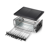 2023 Poêle à griller électrique antiadhésive Machine à viande BBQ Machine à brochette à Double couche Barbecue électrique avec 10 brochettes