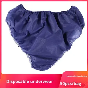 Biancheria intima monouso a triangolo di media ascesa blu bianco per pantaloni della tuta Sauna Non tessuti rosa per il massaggio del salone di bellezza Logo su - Product Image 3