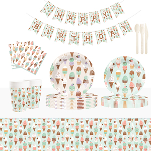 DAMAI - Juego de Vajilla Desechable de Papel Verde para Fiestas Temáticas de Verano, Platos, Vasos, Servilletas para Fiestas Infantiles - Product Image 1