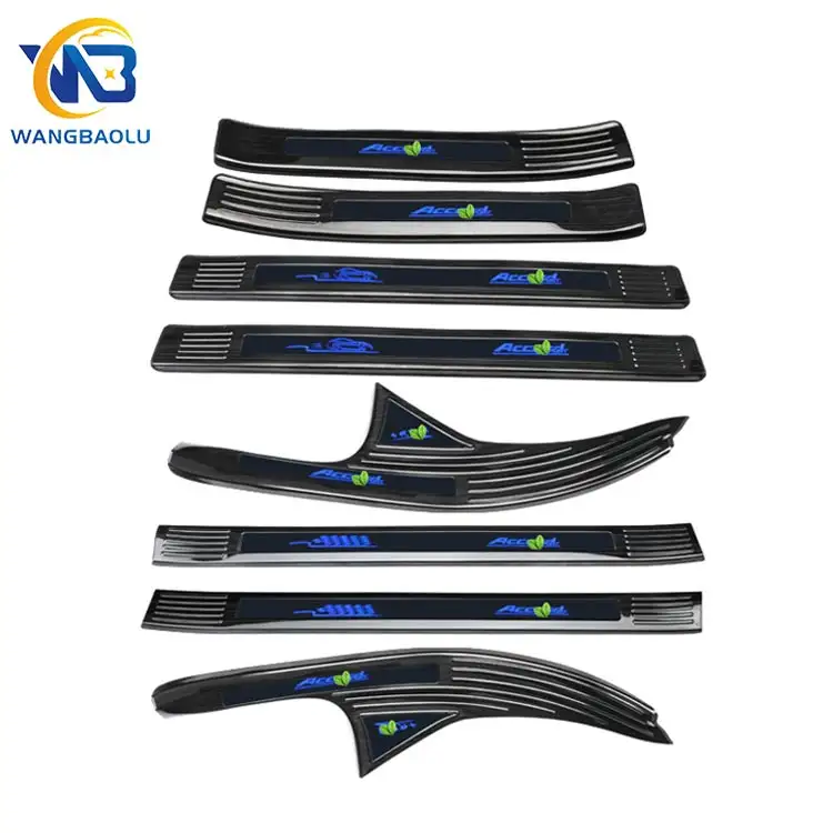 For Honda 10th generation Accord 2018-2022 LED threshold plate Black titanium brushed 8-piece front/rear threshold guard plate