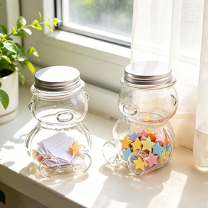 Bocal en verre en forme d'ours au design unique, vide, 50ml, 80ml, 160ml, 300ml, pour bonbons, artisanat DIY, épices, ou comme bocal à vœux, pour cadeaux de fête et cadeaux pour enfants - Product Image 6