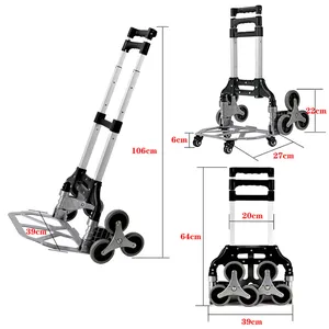 Carrinho de escada portátil dobrável, carrinho de compras dobrável de borracha, 1 conjunto de acessórios de armazenamento para caminhão de mesa, acessório ideal para subir escadas