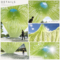 Pavillon paysager métallique incurvé sur mesure, sculpture creuse paramétrique à dégradé pour parc, place publique, université, complexe hôtelier