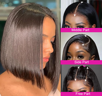 Perruques Bob Courtes en Cheveux Humains avec Dentelle Transparente HD 13x4, Perruques Courtes Bob en Dentelle Suisse HD, Perruques Courtes Pixie Cut pour Femmes