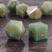 Ensemble de dés en jade Dongling polyédriques faits à la main, 7 pièces, pierre naturelle, dés DND, Dragons & Dungeons, DND D6 D20, ensemble de dés RPG
