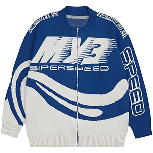 แจ็กเก็ตซิปตัวอักษรผ้าแจ็คการ์ดแนวสตรีทของผู้หญิงเสื้อลำลองสไตล์พังก์ทรงหลวมพร้อมสีฤดูใบไม้ร่วงออกแบบโลโก้ได้ตามต้องการ - Product Image 1