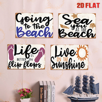 Juego de Letreros Metálicos con Temática de Playa, Decoración de Pared Vintage con Diseño de Chanclas, Decoración Costera para Patio