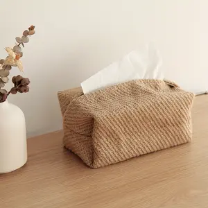 Nieuwe Stijl Eenvoud Creatieve Linnen Tissue Box Cover Katoen Hennep Auto Tissue Papieren Dozen Voor Homestay Woonkamer Eettafel