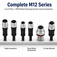Connecteur M12 haute performance, plug-and-play, à connexion rapide, avec verrouillage par vis, en nylon, câble d'alimentation étanche IP68 pour éclairage LED extérieur