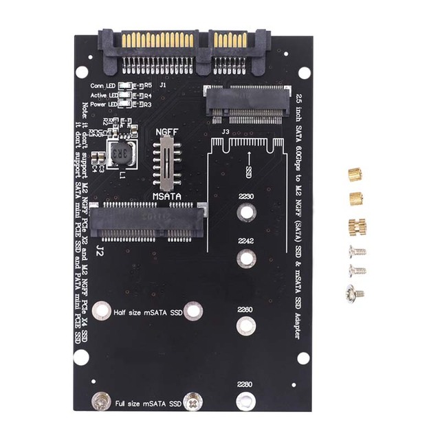 TISHRIC M.2 NGFF Msata SSD To SATA 3.0 2.5 Adapter M2 PCI SSD Converter Riser Card For PC Laptop Add On Card up to 6Gps