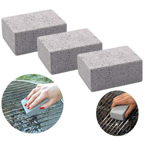 <b>Bbq</b> Cleaning Brick Grey 3Pcs Heat Resistant Grill Cleaner For Outdoor Grilling Tools - Product Image 1