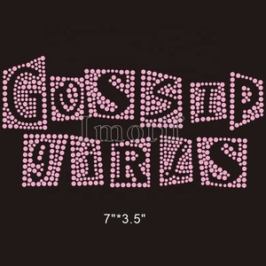 <span class=keywords><strong>Gossip</strong></span> Girl rose clair Motif de transfert de strass personnalisé pour bricolage conception de presse à chaud de chemise - Product Image 1