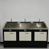 Évier chirurgical à capteur automatique pour salle d'opération, 3 stations, en acier inoxydable, pour lavage médical