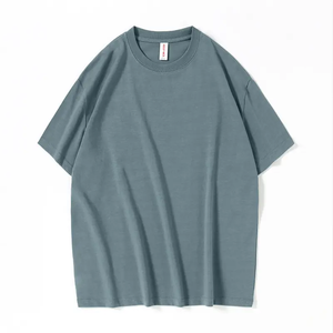 T-shirts pour hommes en coton 100% à col rond et manches courtes, taille européenne, couleur unie, coupe classique, décontractés, anti-rides, séchage rapide, 220g - Product Image 3