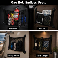 Filet de rangement noir élastique et extensible réglable pour accessoires intérieurs de voiture, SUV, camions, filet de coffre avec crochets, filets en plastique découpables