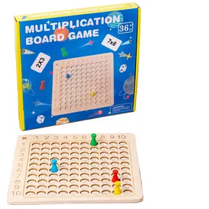 Wooden Montessori Multiplication Board Game with Flash Cards Math Counting Toy for Kids