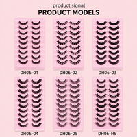 Lot de 10 paires de faux cils russes 3D effet volume, courbure D, effet wispy et volumineux, en faux vison, spectaculaires, en fibres synthétiques, en bande