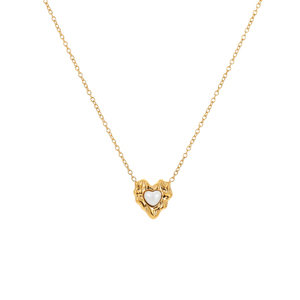 Set <span class=keywords><strong>di</strong></span> Gioielli da Donna alla <span class=keywords><strong>Moda</strong></span> con <span class=keywords><strong>Perle</strong></span> a Guscio, <span class=keywords><strong>Collana</strong></span> con Ciondolo a Cuore Irregolare, Bracciale, Orecchini e Anello Aperto in Acciaio Inossidabile Placcato Oro 18k PVD - Product Image 3