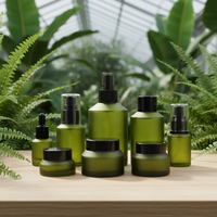 Flacons compte-gouttes/pompes à lotion en verre dépoli vert mat épaissi de 30 ml à 200 ml pour faux cils, mascara, collyre et fard à joues