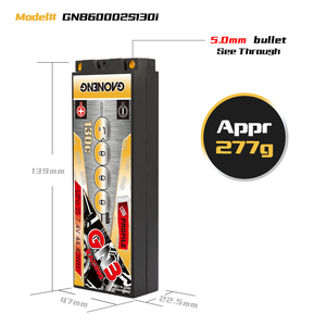 Batterie LiPo RC intégrée GNB GAONENG 6000MAH 2S 2S2P 7.4V 130C avec boîtier rigide 5.0mm Bullet pour voiture et bateau RC à l'échelle 1:10 - Product Image 3