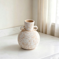 Vases en céramique de forme irrégulière, vase à fleurs moucheté avec poignées, décoration minimaliste aux tons terreux, ornement de table pour la maison
