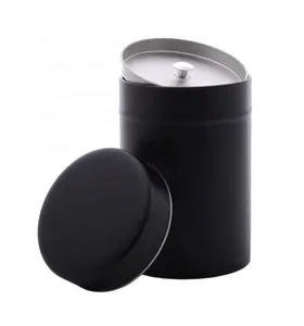 צבע שחור מט קופסת תה עגולה קופסת קפה עם מכסים כפולים ומכסה גבוה Dia65 H112 מ""מ