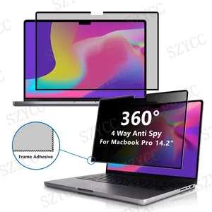 Laptop Screen Protector 360 Degree Privacy Filter Frame Easy To Install Washable Film For Macbook Pro 14.2 Inch