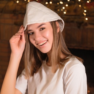 Chapeau de sauna en coton biologique à base de thym naturel, accessoire de spa, idéal pour la relaxation en salle de vapeur et le bain – Meilleur prix - Product Image 2