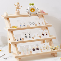 Support de présentation de bijoux en bois massif, type sur pied, non pliable, pour boucles d'oreilles et bijoux, avec support pour poupée