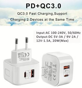 Super Fast Charging 20W PD Charger <b>Type</b> <b>c</b> +QC3.0 USB Mobile Phone <b>Adapter</b> US EU UK <b>Plug</b> - Product Image 2