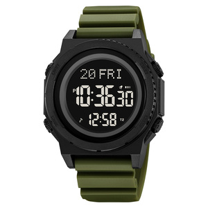 Skmei Digital Watch Men Tpu Strap 3Bar Water Resistant Army Green Electronic Watch With World Time Daylight Saving - Product Image 5