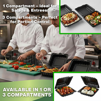 Contenitori Clamshell MFPP Neri e Bianchi da 6, 8, 9 Pollici per Uso Intensivo, Direttamente dalla Fabbrica, Scatole da Asporto Personalizzabili con Logo OEM, Scatole per Cibo da Asporto all'Ingrosso
