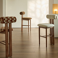 Tabouret haut en bois massif de style français médiéval vintage, rembourré, rétro, antique, pour salon, salle à manger, meubles de maison