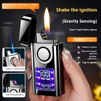 Vente en gros 2-en-1 allume-cigare électrique rechargeable nouveau capteur de torche en métal coupe-vent cadeaux intelligents à commande vocale