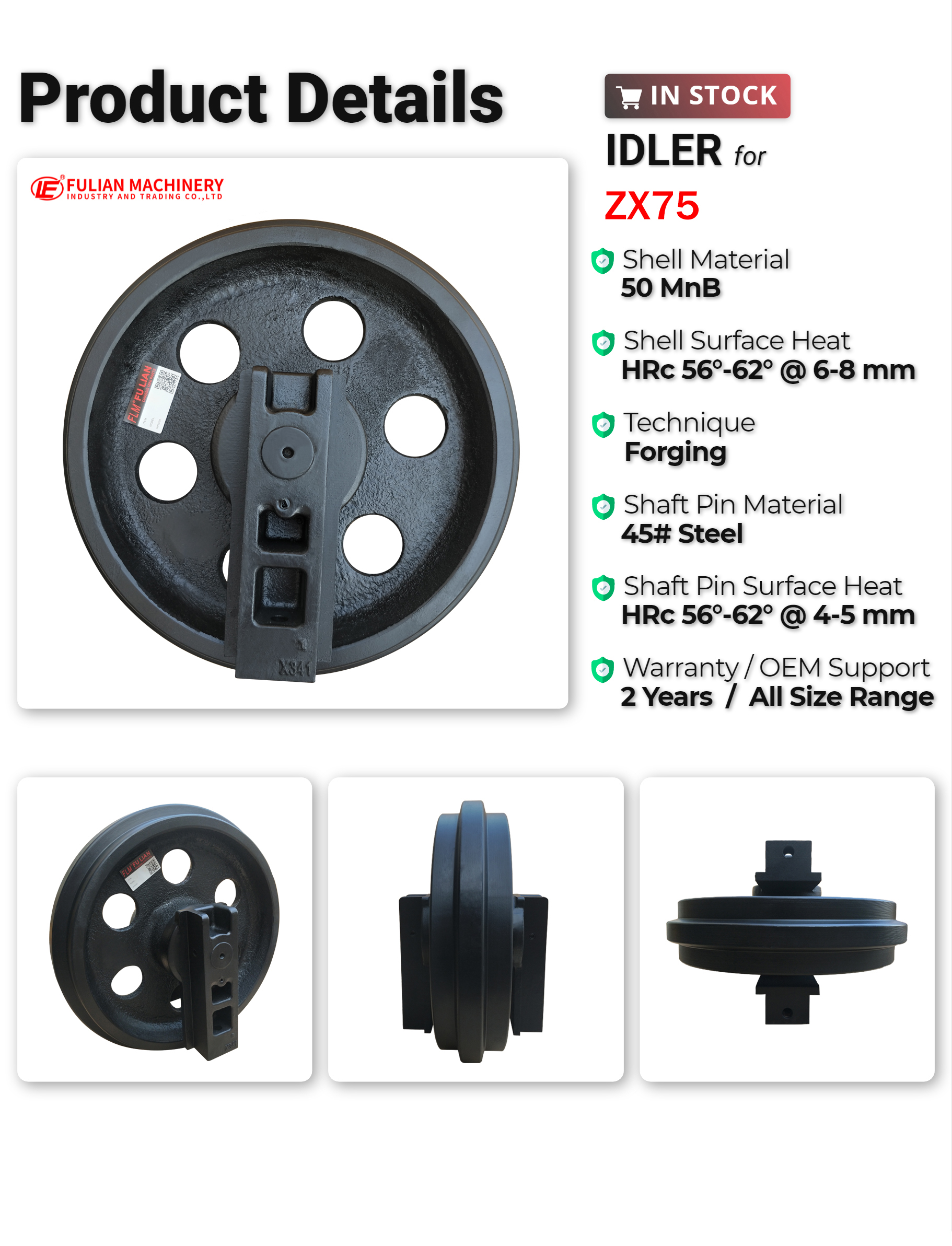 りんりん 5671663015 Used Mini Excavator Track Idler for ZX75 Drive