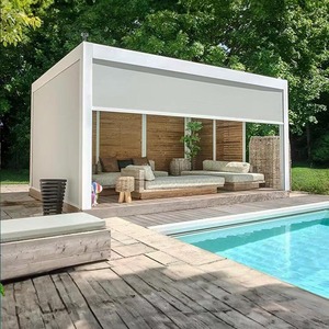 Pavillon personnalisé en aluminium avec toit rabattable, imperméable, parasol de loisirs, structure extérieure artistique pour piscine - Product Image 4