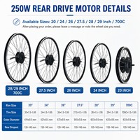 Kit de Conversión de Bicicleta Eléctrica con Motor de Buje Trasero de 48V 250W, Impermeable, con Pantalla LCD8H y Juego de Ruedas con Engranajes para MTB
