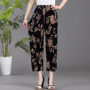 Vrouwen Broek Zomer Ijs Zijde Losse Kleurrijke Pantalones De Mujer Elastische Taille Casual Broek