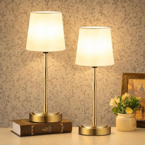 Lampe de table en métal 40/60/70/100 cm avec abat-jour en tissu, variateur tactile, rechargeable, pour décoration de mariage et de fête - Product Image 5