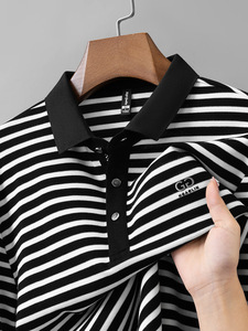 <span class=keywords><strong>Polo</strong></span> <span class=keywords><strong>da</strong></span> <span class=keywords><strong>uomo</strong></span> a manica lunga Premium a mezza età con colletto rovesciato e motivo a righe, abbigliamento Casual autunnale - Product Image 3