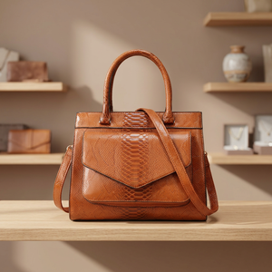 Sac à main bandoulière de luxe pliable, léger, durable et imperméable en cuir véritable fait main pour femme BS INTERNATIONAL - Product Image 4