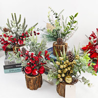 Pohon Natal Mini Buatan Tangan dari Batang Kayu, Tanaman Pot, Dekorasi DIY, Ornamen, Dekorasi Bunga Natal
