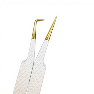 Pinzas para Pestañas de Acero Inoxidable de Color Blanco, Hechas a Mano, para Extensión de Pestañas de Visón, Antimagnéticas, Duraderas y Sostenibles - Product Image 1