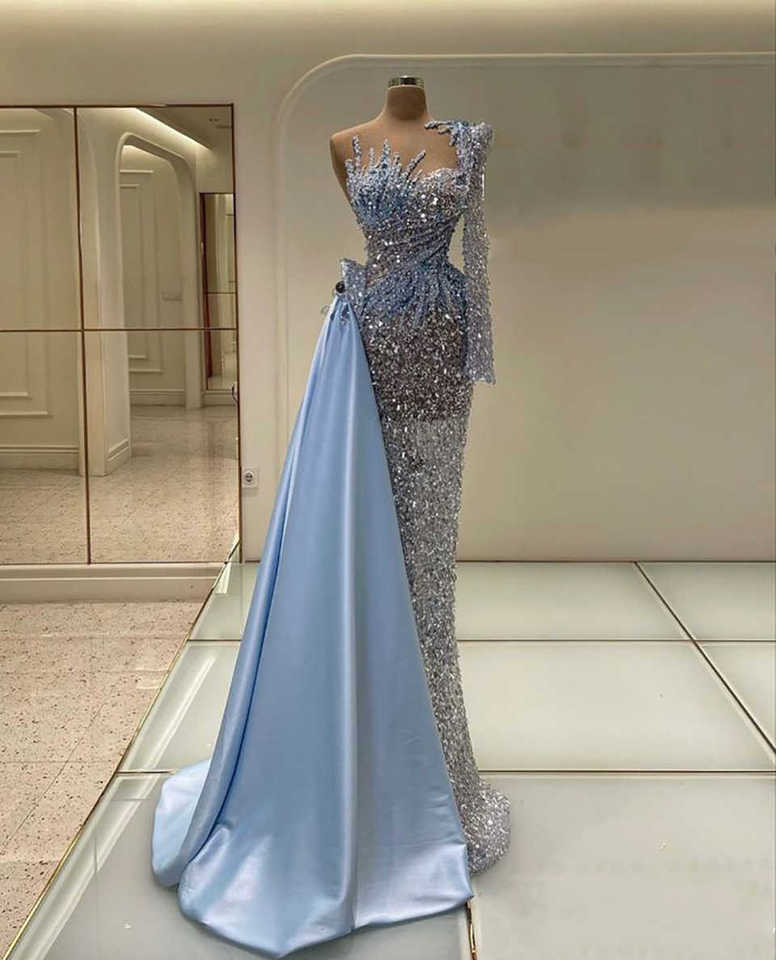 open lace back dress Customized Off The Shoulder Long Sleeves Prom Dresses Pleated Lace Flo –  WhenGirl main image 0
