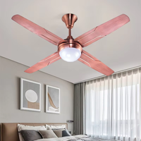 Ventilateur de plafond silencieux à moteur AC, 4 pales métalliques, profil bas, modèle de ventilateur de plafond avec lumière pour salon et chambre à coucher