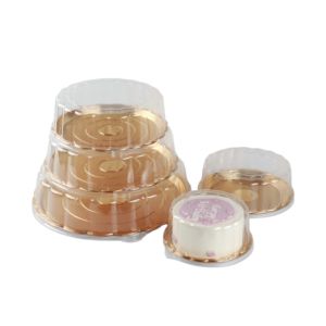 Forma De Flor Descartável Caixa De Embalagem De Bolo De Ouro RoundHot Sale <span class=keywords><strong>Food</strong></span> Grade Redonda Recipientes De Bolo De Plástico Descartáveis - Product Image 2