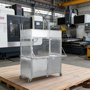 Chariot pliable maniable en acier inoxydable à 4 roues pour la vente de glaces, café, snacks, hot-dogs et bonbons - Product Image 3