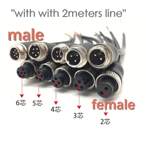 Conectores de cable GX12 de 2m, <span class=keywords><strong>2</strong></span> pines, <span class=keywords><strong>3</strong></span> pines, 4 pines, extensión de unión a tope, macho a hembra, M12, 5 pines, 6 pines - Product Image 4