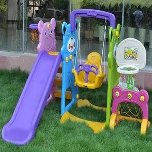 Yeni tasarım Panda kapalı plastik ucuz slayt ve salıncak için Set Toddlers